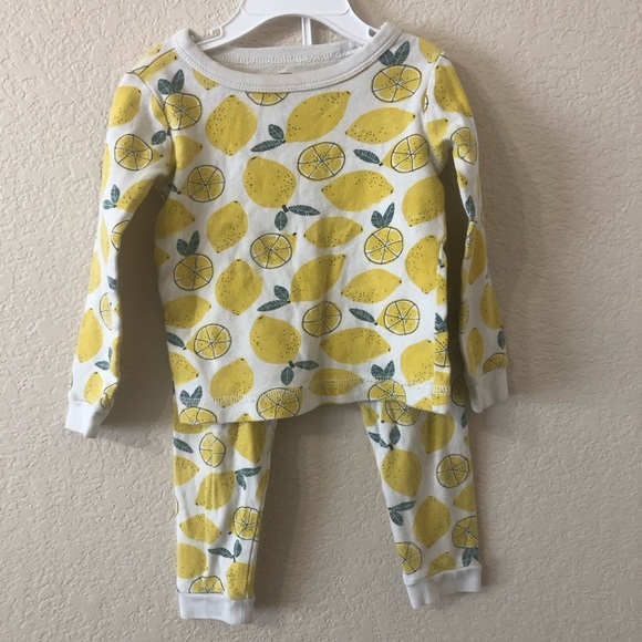 Tea Collection Girls 2 Piece Pajama Long Johns Lemons Summer - Size 2T - Picture 1 of 10